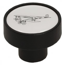 Pomo GD08, negro mate + decor avión