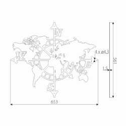 Decoración de pared, mapa del mundo, negro