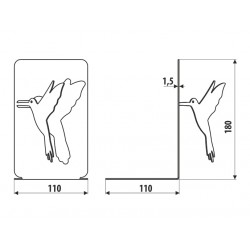 Soporte para libros - colibrí derecho, negro estructural